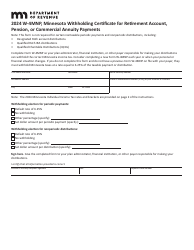 Form W-4MNP Minnesota Withholding Certificate for Retirement Account, Pension, or Commercial Annuity Payments - Minnesota
