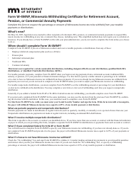 Form W-4MNP Minnesota Withholding Certificate for Retirement Account, Pension, or Commercial Annuity Payments - Minnesota, Page 2