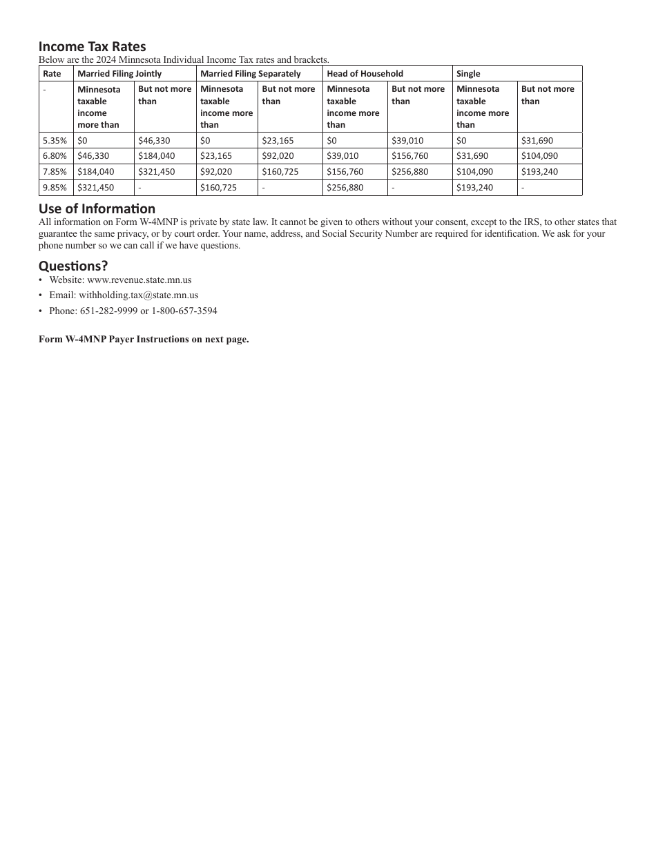 Form W4MNP Download Fillable PDF or Fill Online Minnesota Withholding