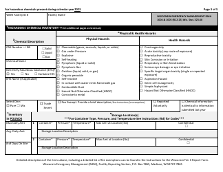 DMA Form 1004 (1005) Tier II Emergency and Hazardous Chemical Inventory - Wisconsin, Page 3
