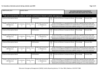 DMA Form 1004 (1005) Tier II Emergency and Hazardous Chemical Inventory - Wisconsin, Page 4