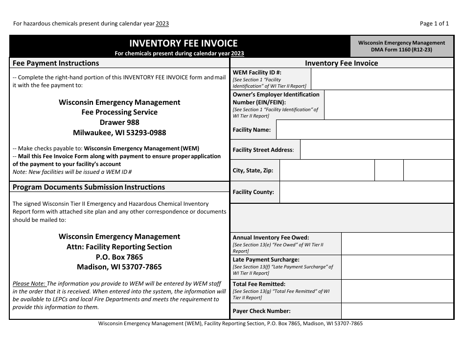 DMA Form 1004 (1005) Tier II Emergency and Hazardous Chemical Inventory - Wisconsin, Page 7
