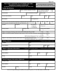 DMA Form 1171 (1172) Past Years&#039; Inventory Fee Statement and Tier II Hazardous Chemical Inventory - Wisconsin