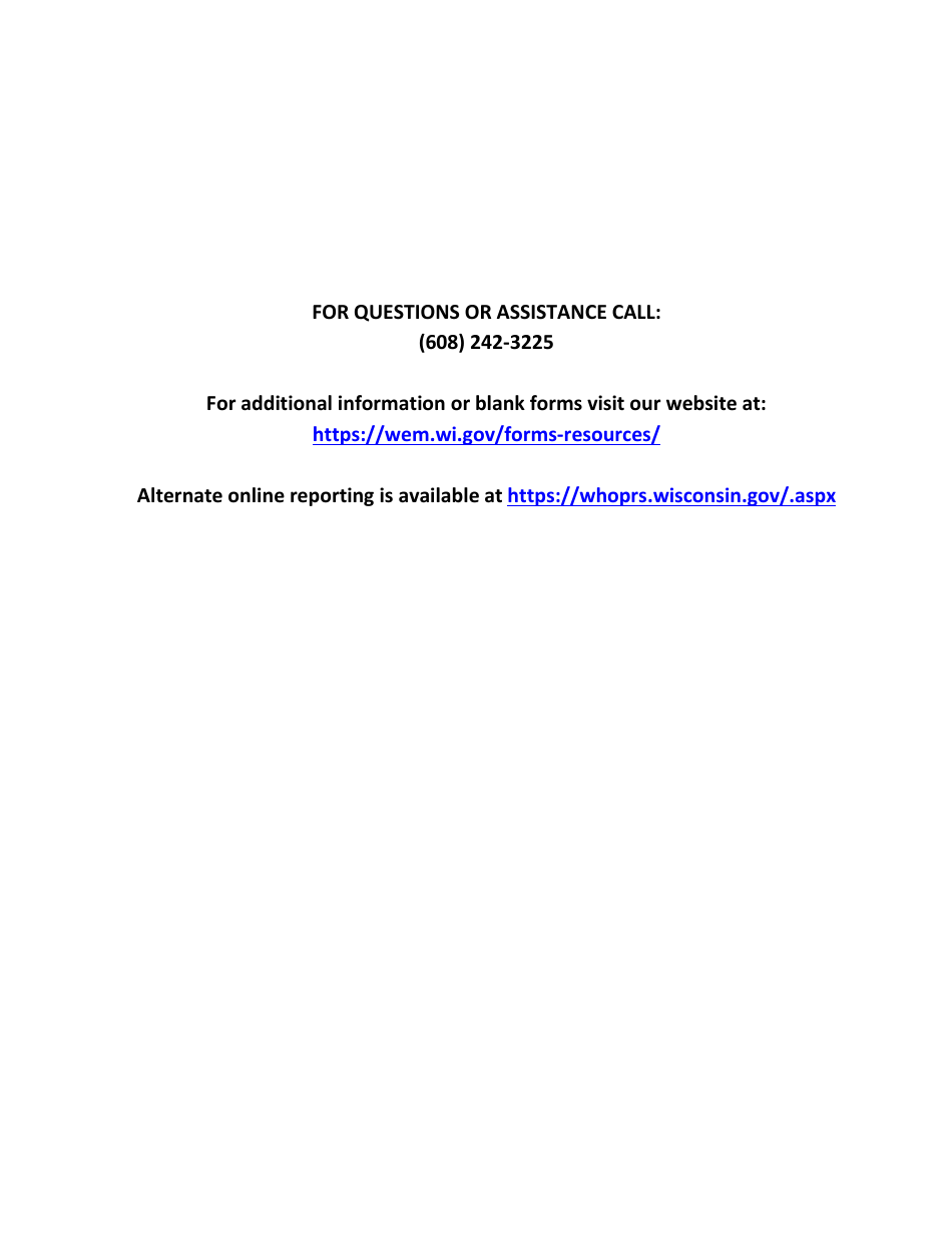 DMA Form 1171 (1172) Past Years Inventory Fee Statement and Tier II Hazardous Chemical Inventory - Wisconsin, Page 6