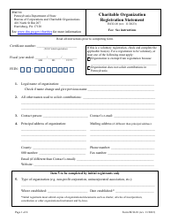Document preview: Form BCO-10 Charitable Organization Registration Statement - Pennsylvania