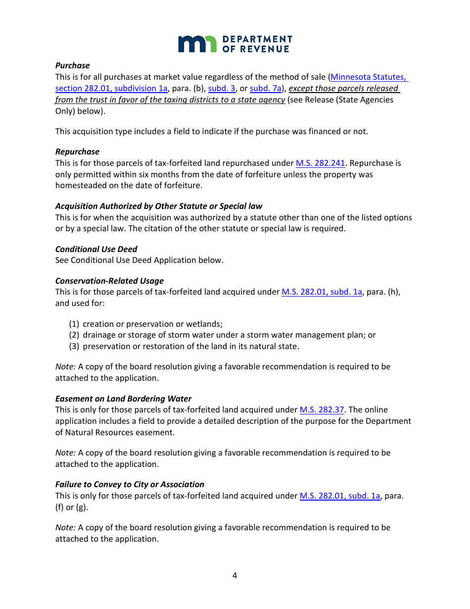 Instructions for State Deed Application Form - Minnesota, Page 4