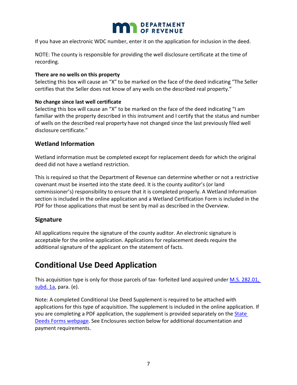 Instructions for State Deed Application Form - Minnesota, Page 7
