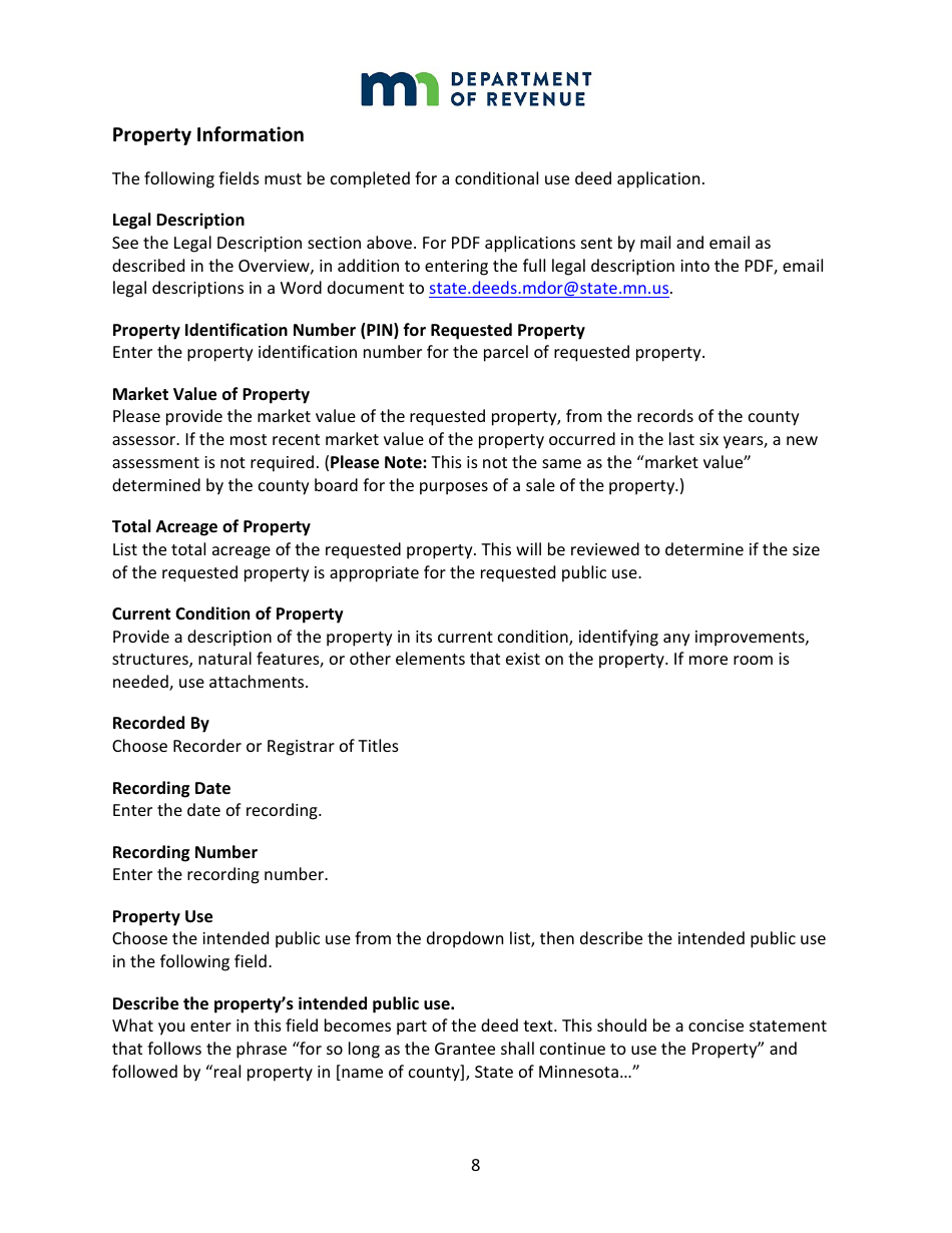 Instructions for State Deed Application Form - Minnesota, Page 8
