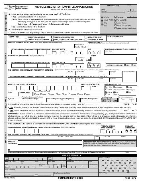 Form MV-82  Printable Pdf