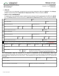 Document preview: Form VT-008 Release of Lien - Vermont