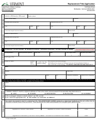 Document preview: Form VT-004 Replacement Title Application - Vermont