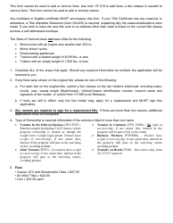 Form VT-004 Replacement Title Application - Vermont, Page 2