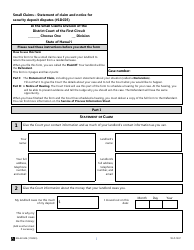 Form 1DC05 Small Claims - Statement of Claim and Notice for Security Deposit Disputes - Hawaii