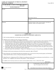 Document preview: Form 1DC10 Complaint for Return of Personal Property (Replevin); Summons - Hawaii