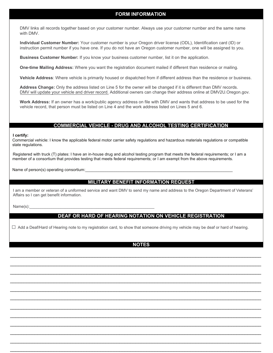 Form 735-268 Application for Registration, Renewal, Replacement or Transfer of Plates and / or Sticke - Oregon, Page 2