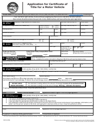Document preview: Form MV1 Application for Certificate of Title for a Motor Vehicle - Montana
