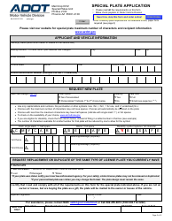 Document preview: Form 96-0143 Special Plate Application - Arizona