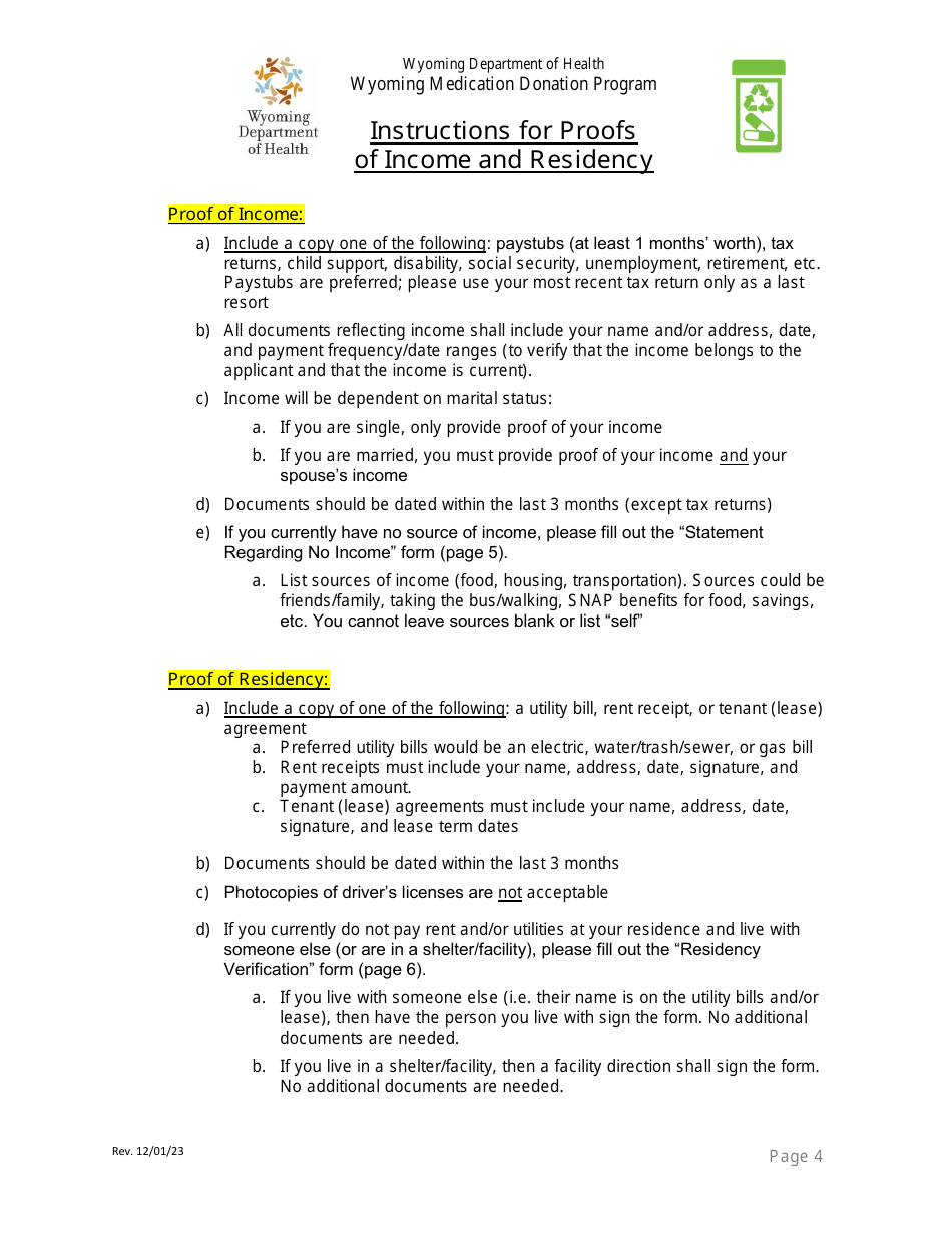 Application for Eligibility - Wyoming Medication Donation Program - Wyoming, Page 5