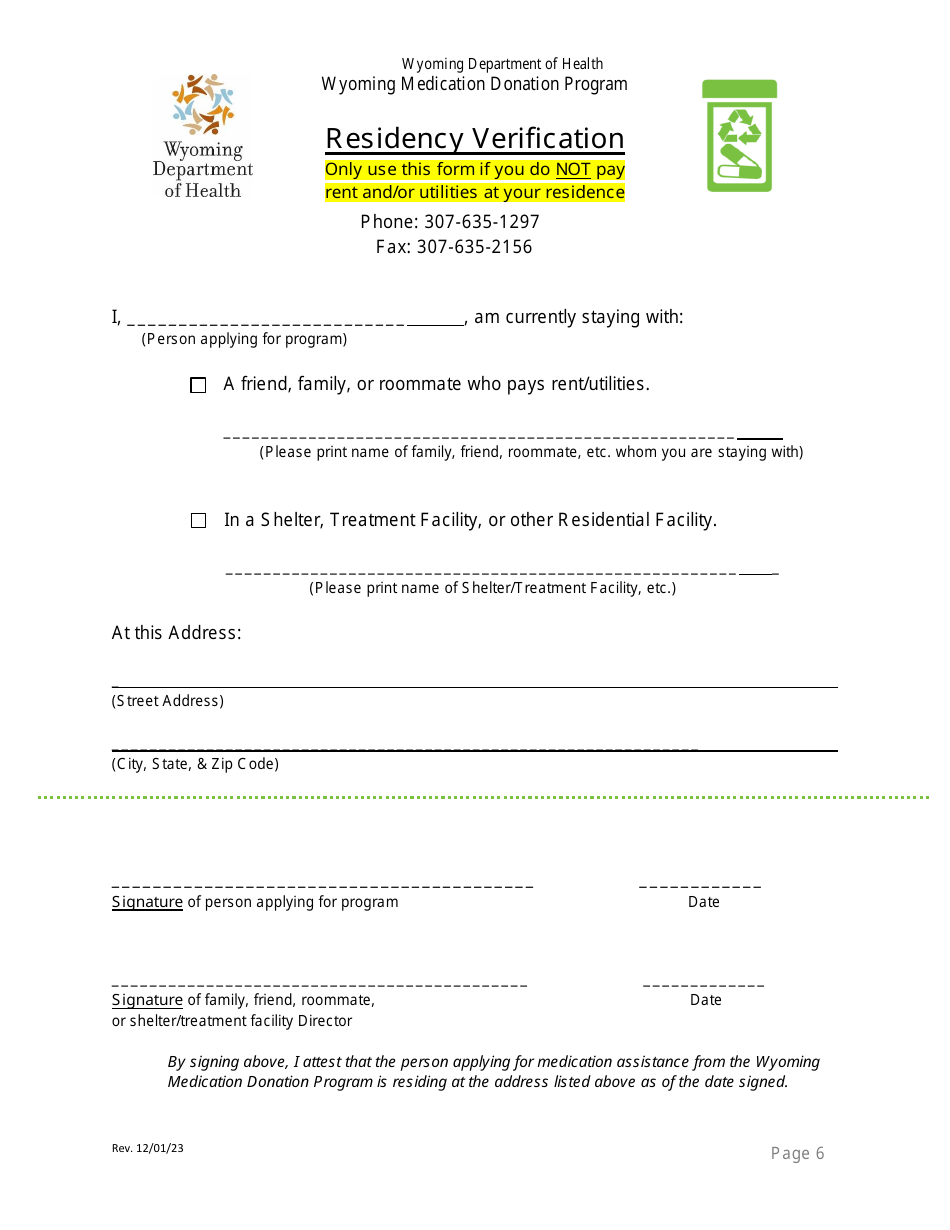 Application for Eligibility - Wyoming Medication Donation Program - Wyoming, Page 7