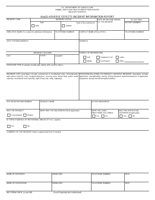 WS Form 160-R  Printable Pdf