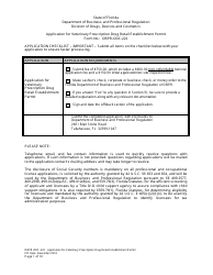 Form DBPR-DDC-222 Application for Veterinary Prescription Drug Retail Establishment Permit - Florida