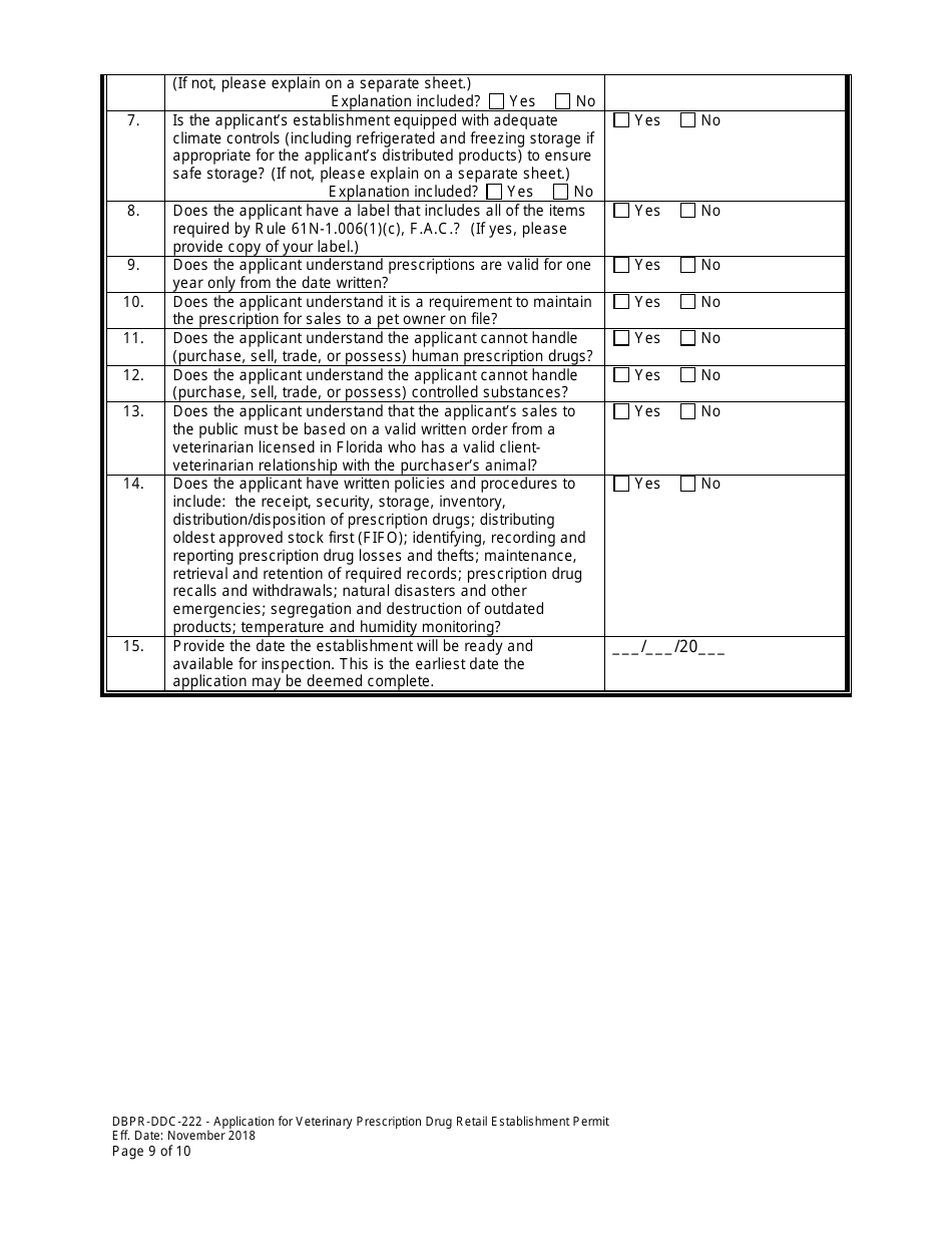 Form DBPR-DDC-222 - Fill Out, Sign Online and Download Printable PDF ...