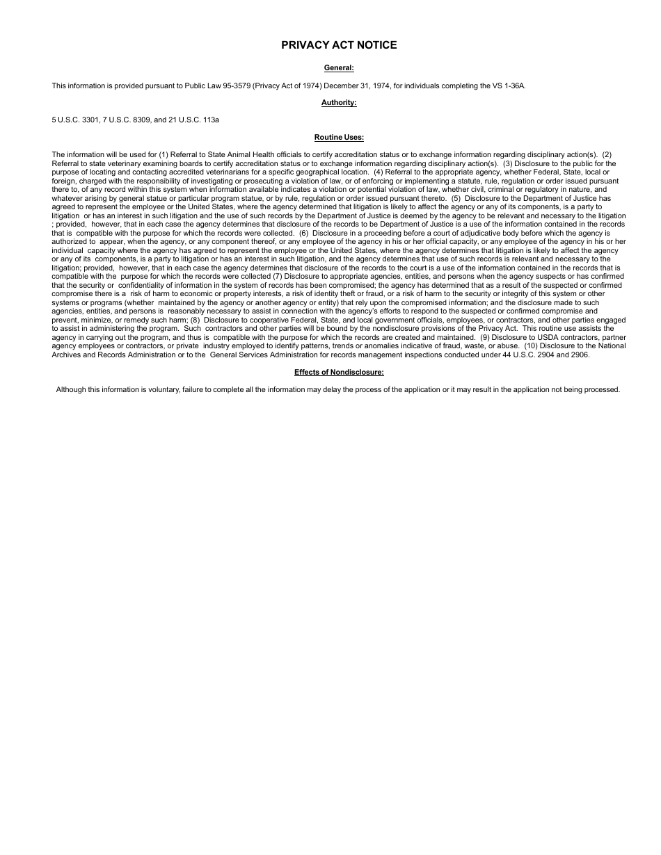 VS Form 1-36A Application Form - National Veterinary Accreditation Program, Page 2