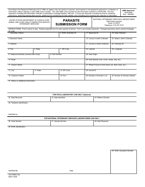 VS Form 5-38 Parasite Submission Form