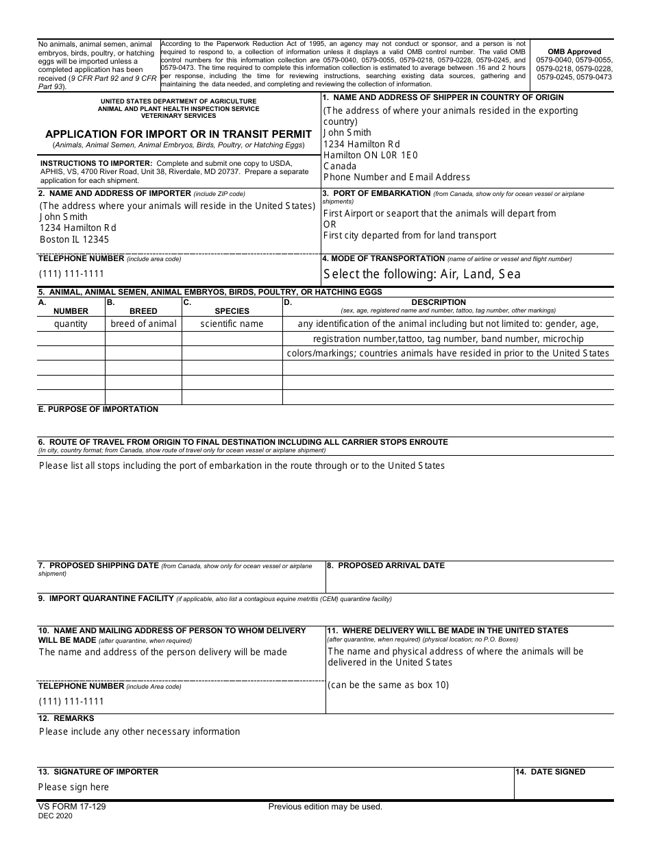 Download Instructions For Vs Form 17-129 Application For Import Or In 