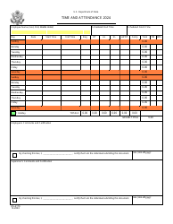Document preview: Form DS-4170 Time and Attendance, 2024