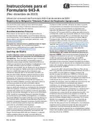 Document preview: Instrucciones para IRS Formulario 943-A (SP) Registro De La Obligacion Tributaria Federal Del Empleador Agropecuario (Spanish)