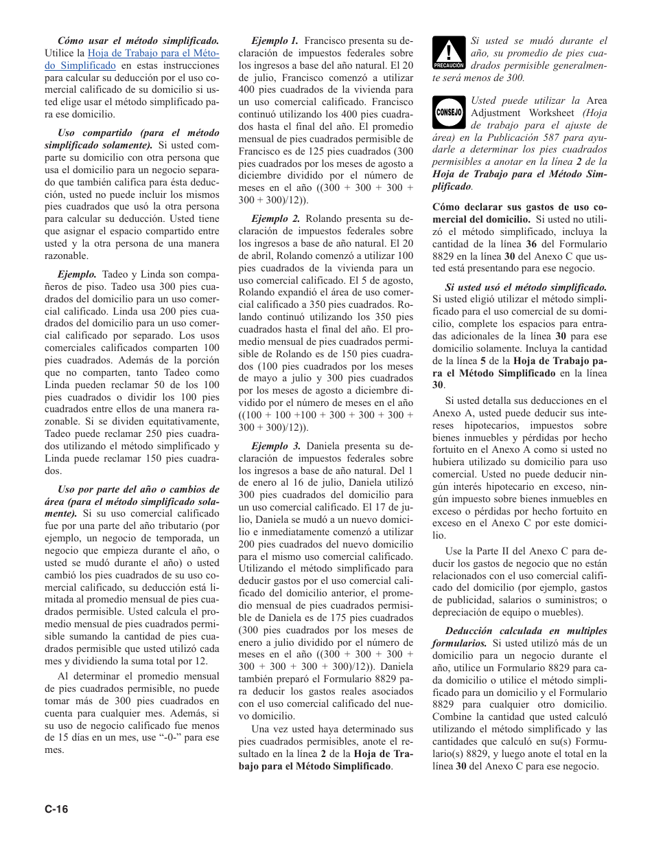 Instrucciones para IRS Formulario 1040 Anexo C Ganancias O Perdidas De Negocios (Spanish), Page 16