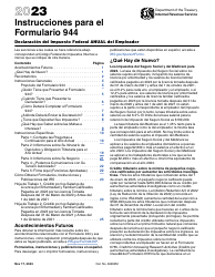 Instrucciones para IRS Formulario 944 (SP) Declaracion Del Impuesto Federal Anual Del Empleador (Spanish)