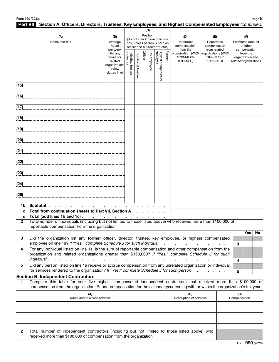 IRS Form 990 Return of Organization Exempt From Income Tax, Page 8