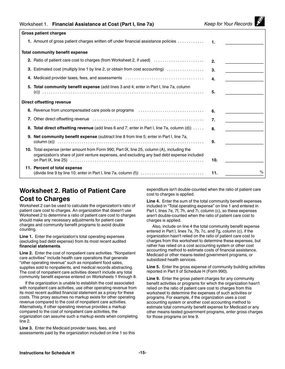 Instructions for IRS Form 990 Schedule H Hospitals, Page 15