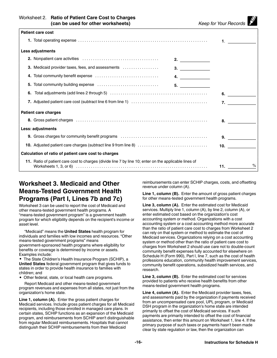 Instructions for IRS Form 990 Schedule H Hospitals, Page 16