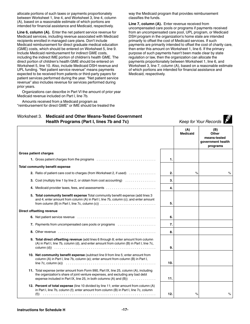 Instructions for IRS Form 990 Schedule H Hospitals, Page 17