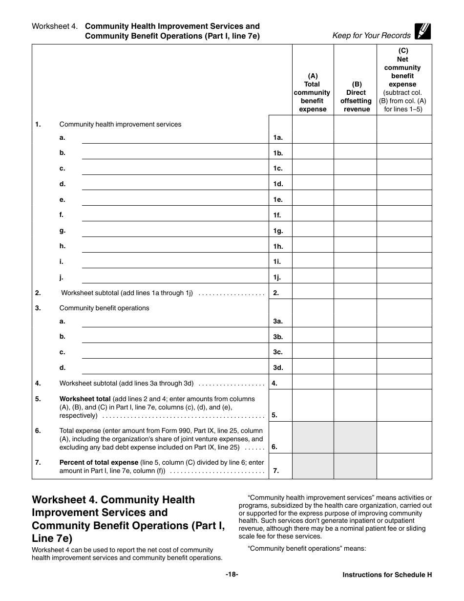 Instructions for IRS Form 990 Schedule H Hospitals, Page 18