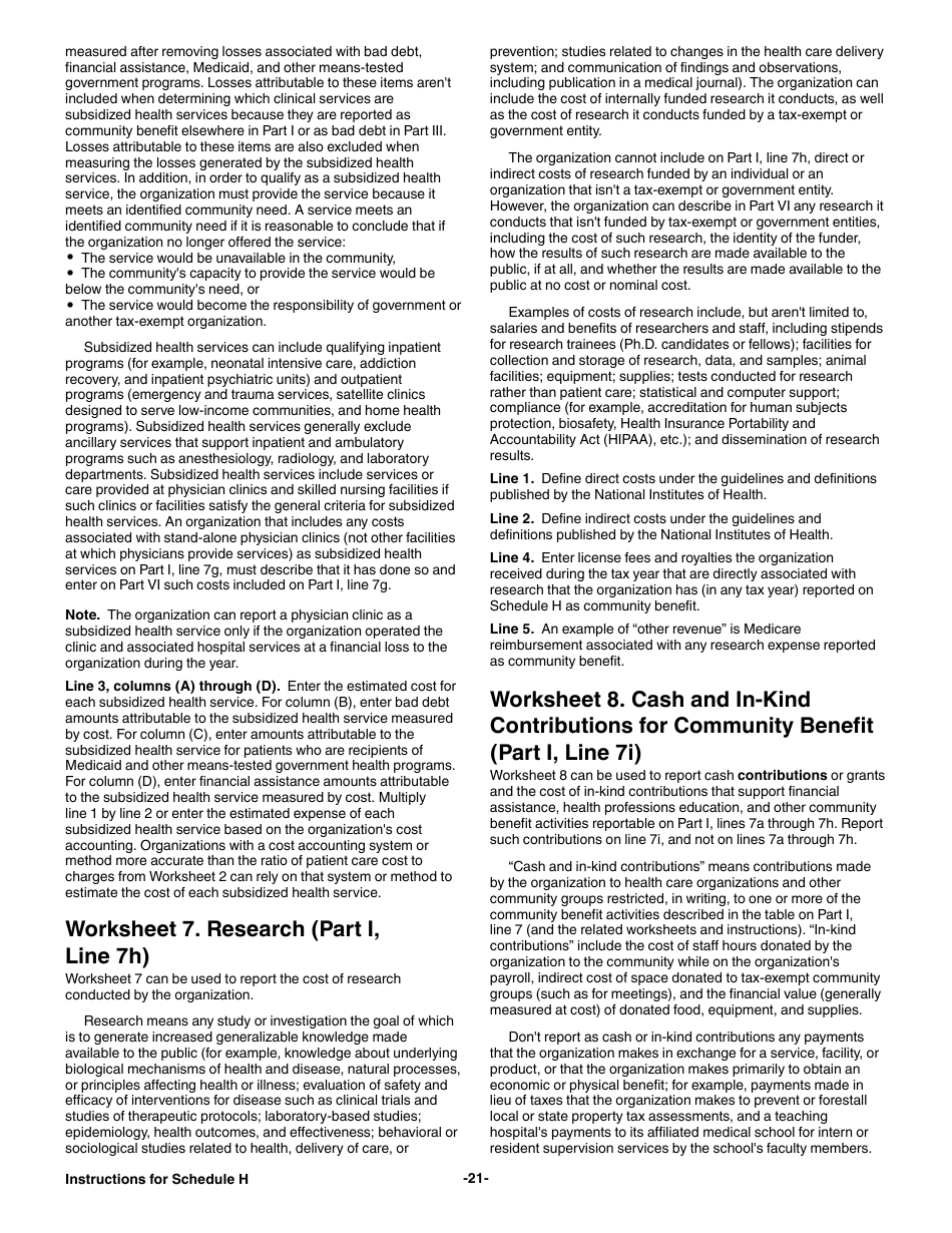 Instructions for IRS Form 990 Schedule H Hospitals, Page 21
