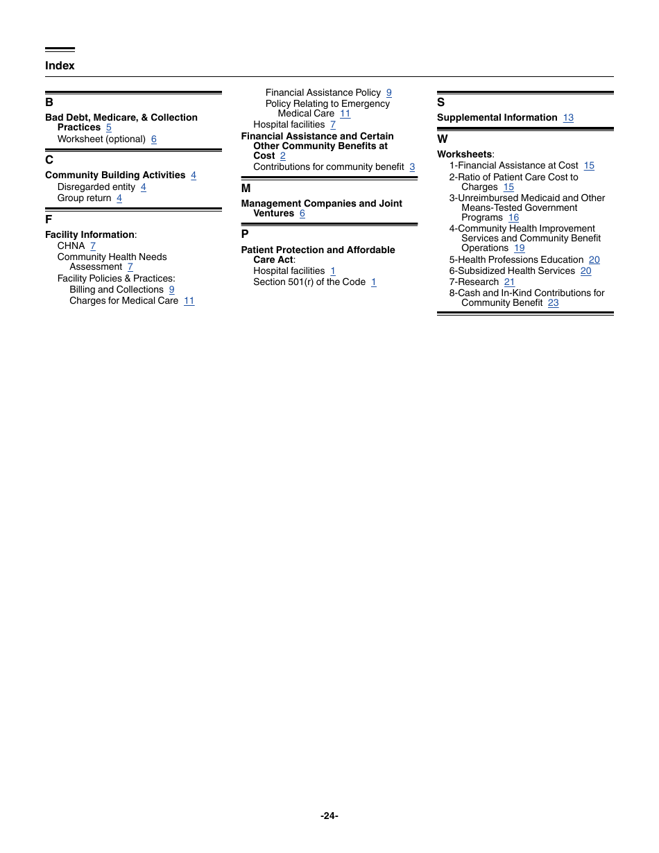 Instructions for IRS Form 990 Schedule H Hospitals, Page 24