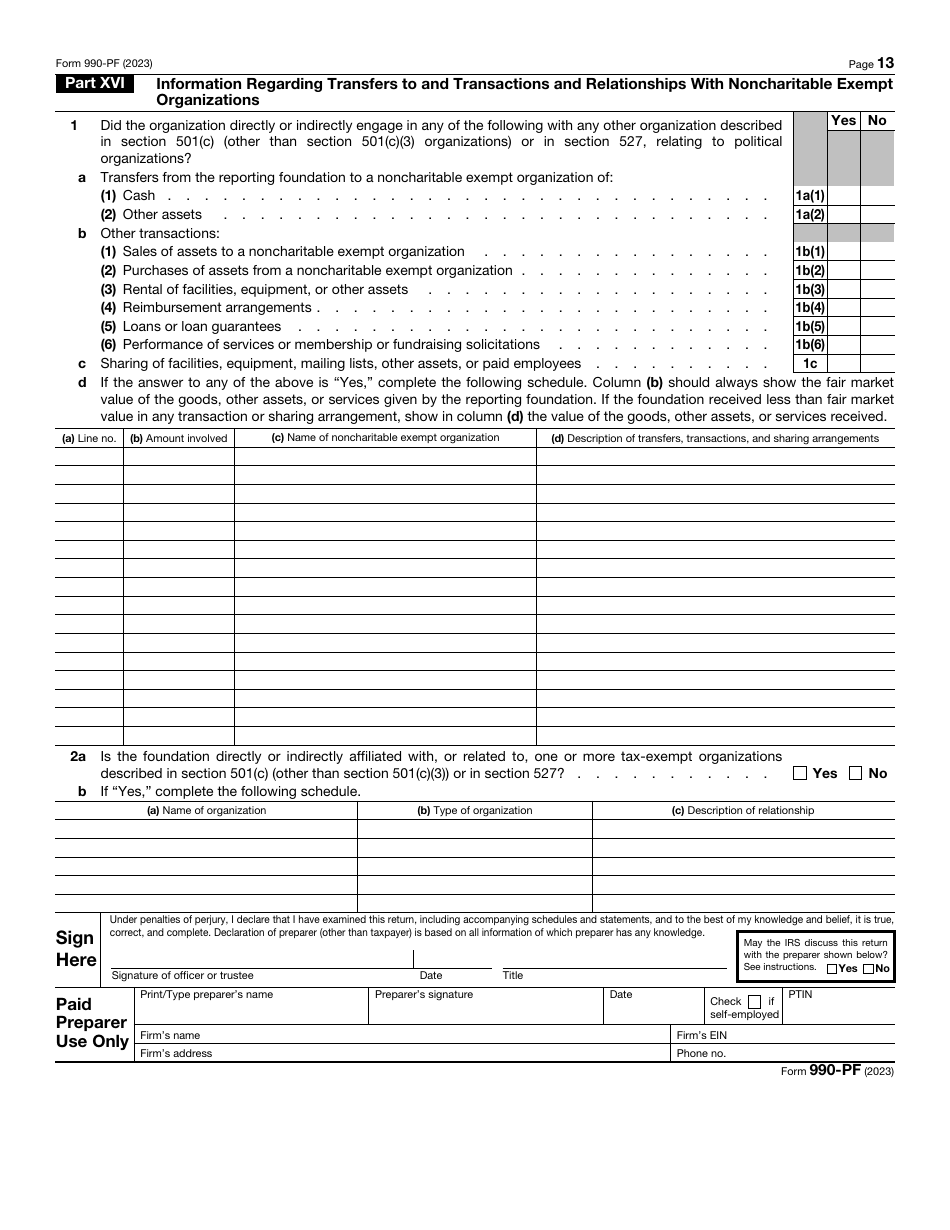 IRS Form 990-PF Return of Private Foundation or Section 4947(A)(1) Trust Treated as Private Foundation, Page 13
