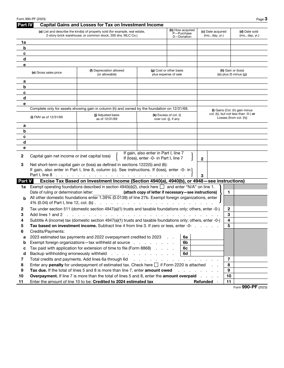 IRS Form 990-PF Return of Private Foundation or Section 4947(A)(1) Trust Treated as Private Foundation, Page 3
