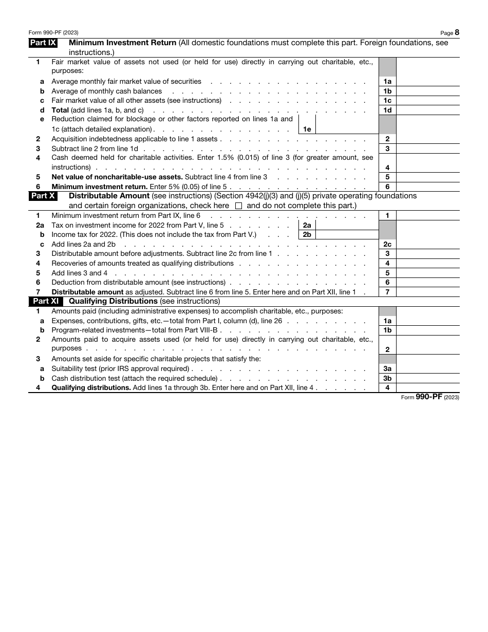 IRS Form 990-PF Return of Private Foundation or Section 4947(A)(1) Trust Treated as Private Foundation, Page 8