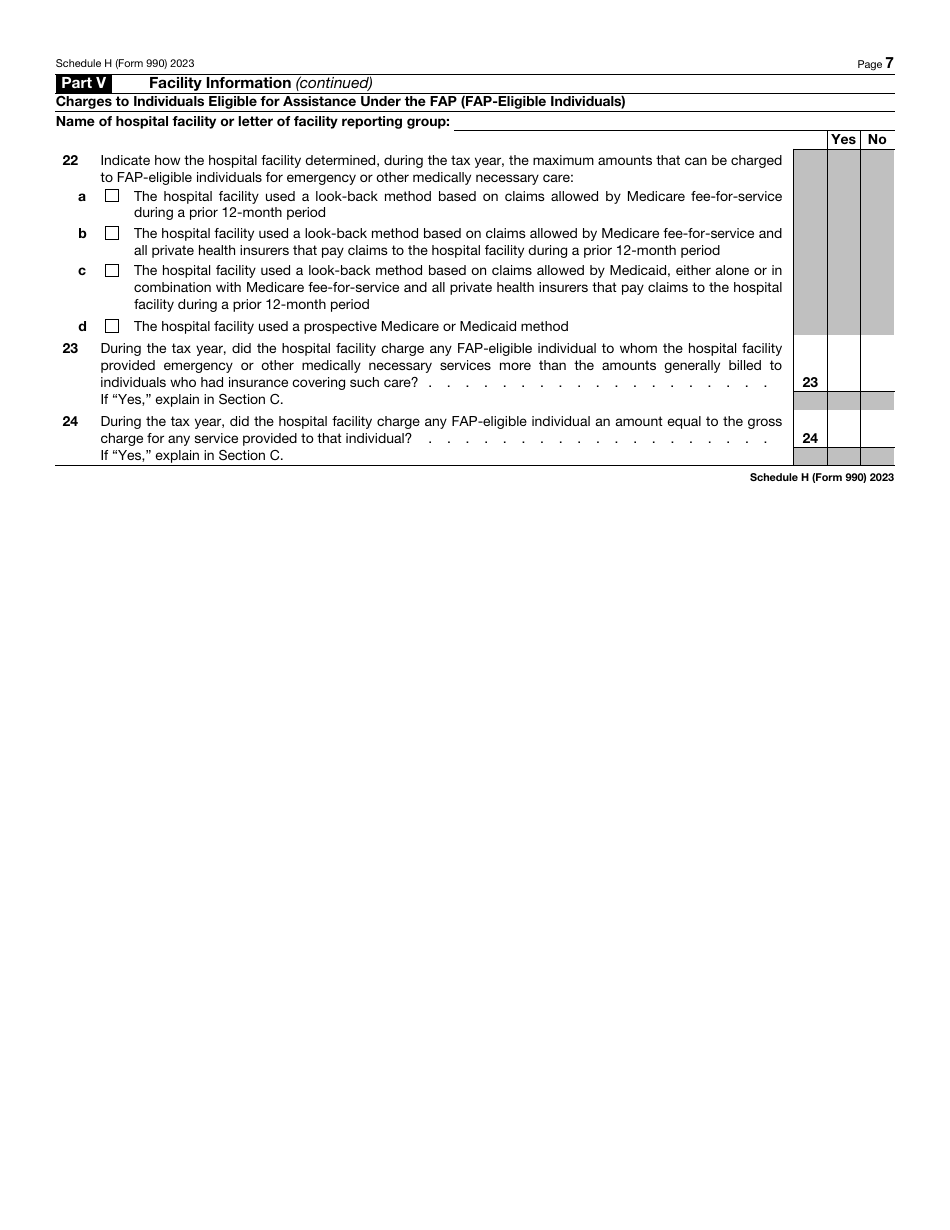 IRS Form 990 Schedule H Hospitals, Page 7