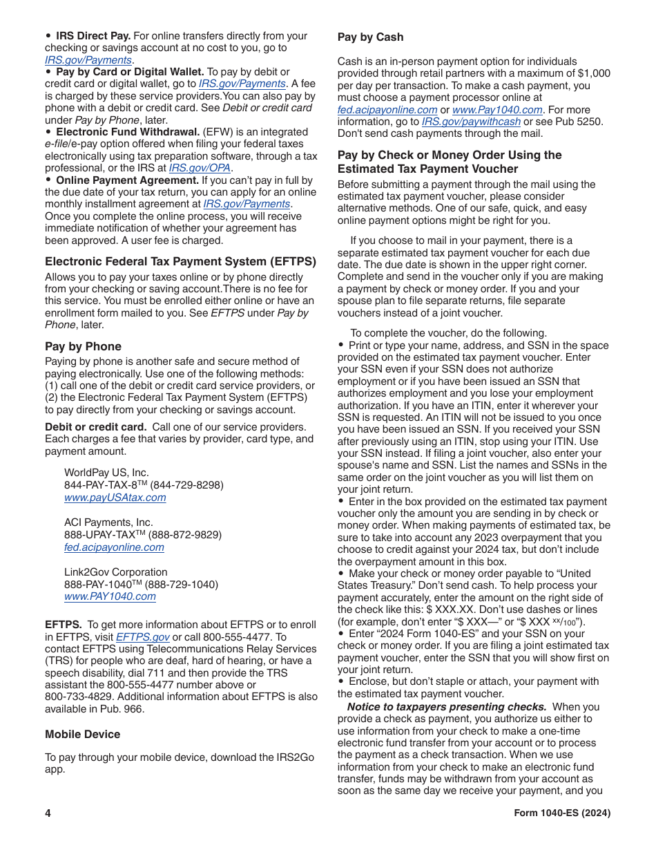 IRS Form 1040-ES Estimated Tax for Individuals, Page 4
