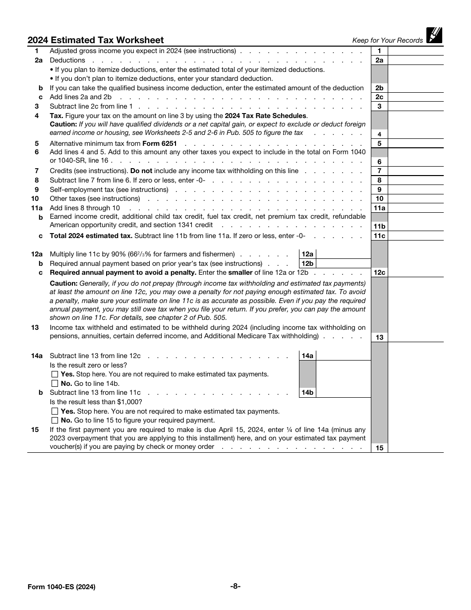 IRS Form 1040-ES Estimated Tax for Individuals, Page 8