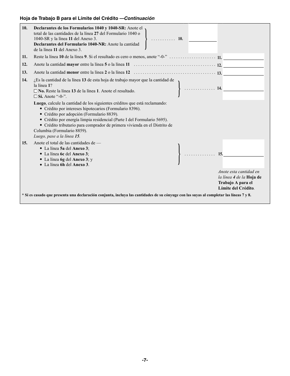 Instrucciones para IRS Formulario 1040 (SP) Anexo 8812 Creditos Por Hijos Calificados Y Otros Dependientes (Spanish), Page 7