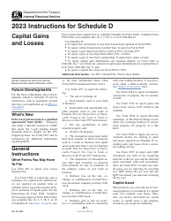 Document preview: Instructions for IRS Form 1040 Schedule D Capital Gains and Losses, 2023