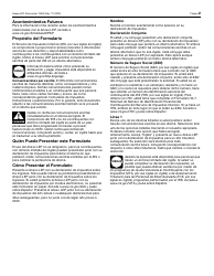 IRS Formulario 1040 (SP) Anexo LEP Solicitud Para Cambiar La Preferencia De Idioma (Spanish), Page 2