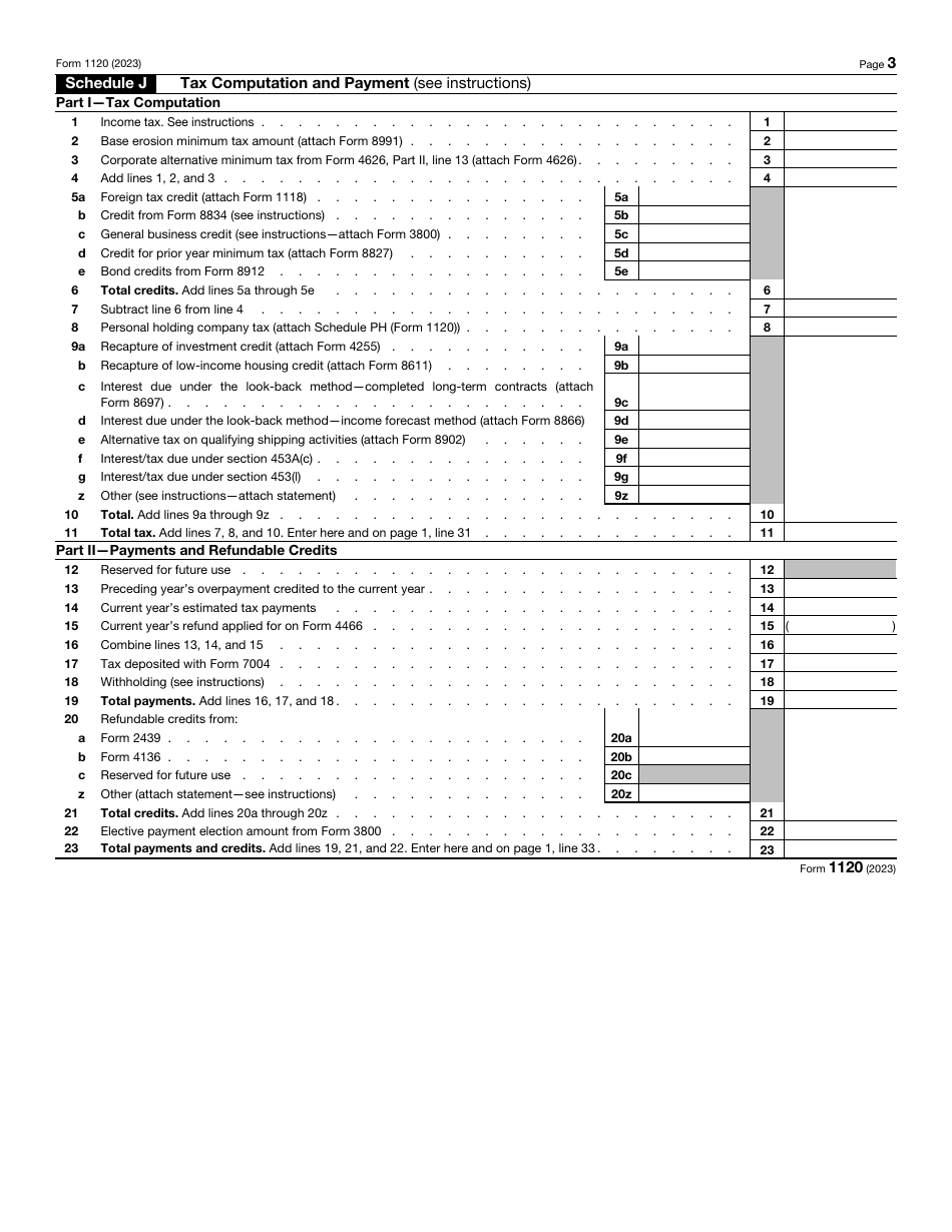 IRS Form 1120 U.S. Corporation Income Tax Return, Page 3